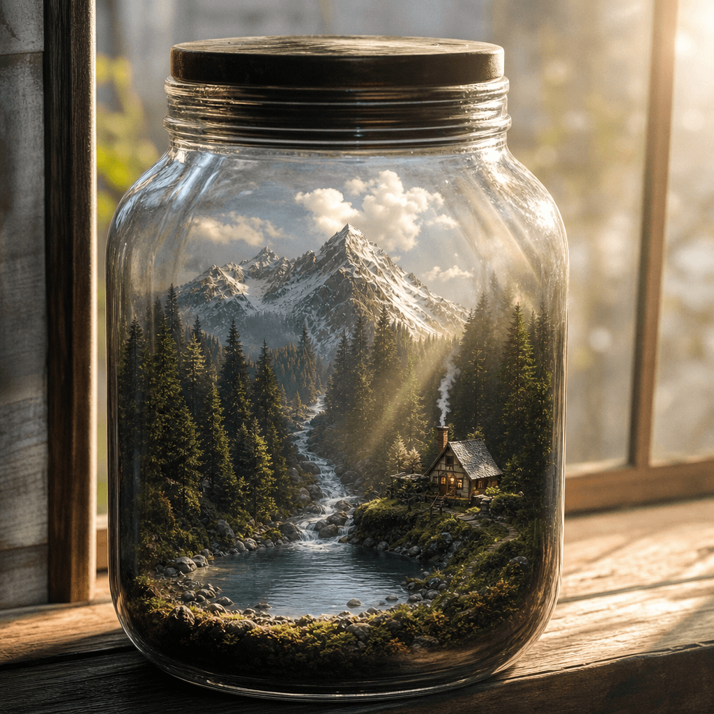 Miniature World in a Glass Jar